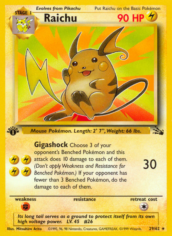 Raichu (29/62) [Fossil 1st Edition] | Exor Games New Glasgow