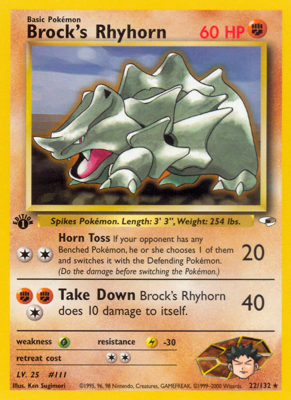 Brock's Rhyhorn (22/132) [Gym Heroes 1st Edition] | Exor Games New Glasgow