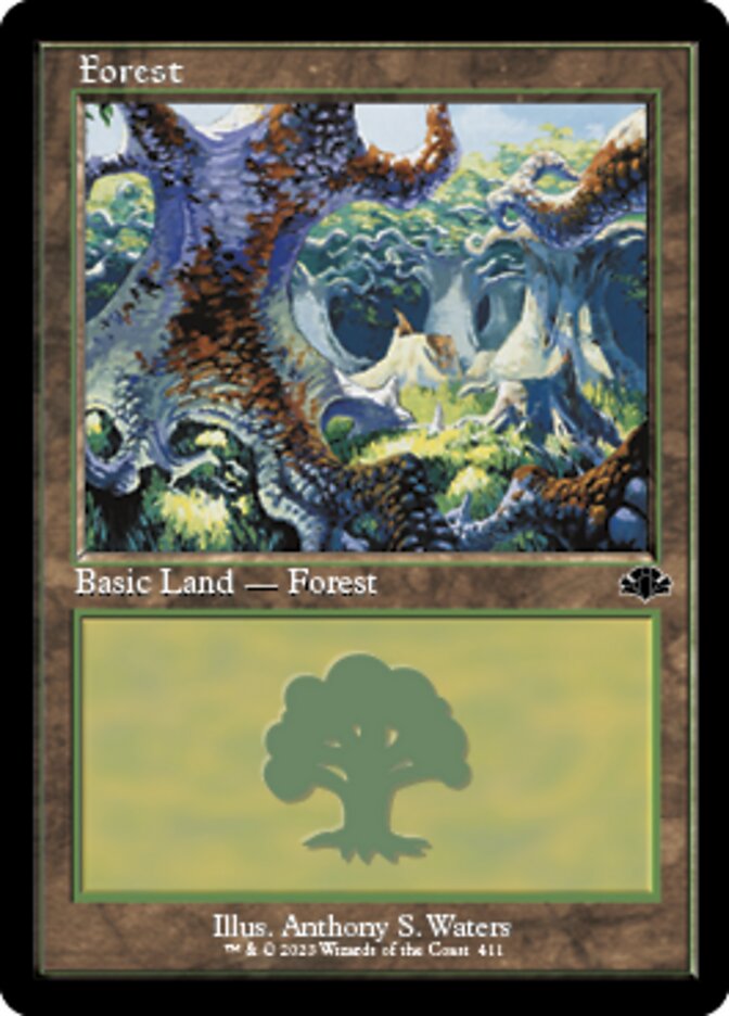 Forest (411) (Retro) [Dominaria Remastered] | Exor Games New Glasgow