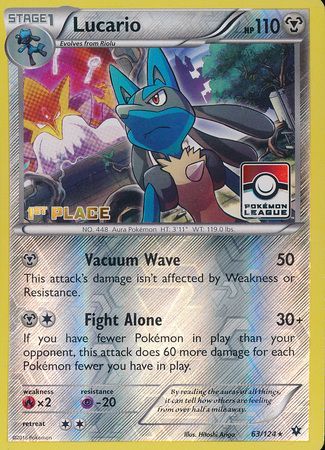 Lucario (63/124) (League Promo 1st Place) [XY: Fates Collide] | Exor Games New Glasgow