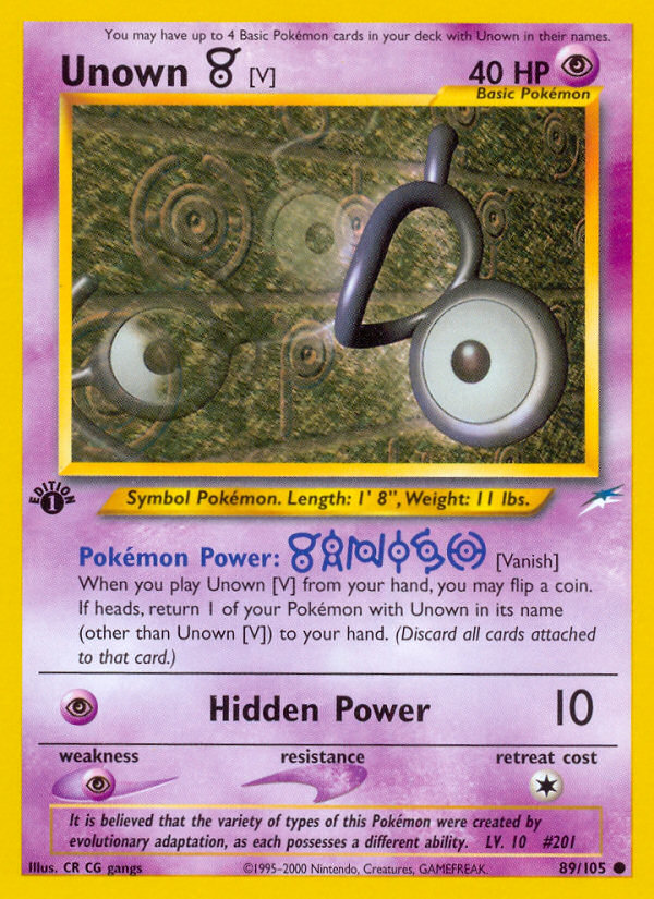 Unown [V] (89/105) [Neo Destiny 1st Edition] | Exor Games New Glasgow