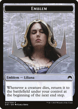 Emblem - Liliana, Defiant Necromancer [Magic Origins Tokens] | Exor Games New Glasgow