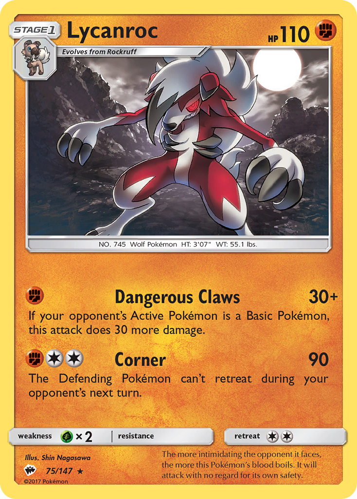 Lycanroc (75/147) [Sun & Moon: Burning Shadows] | Exor Games New Glasgow