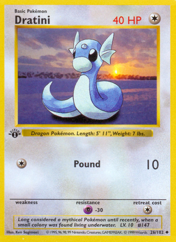 Dratini (26/102) (Shadowless) [Base Set 1st Edition] | Exor Games New Glasgow