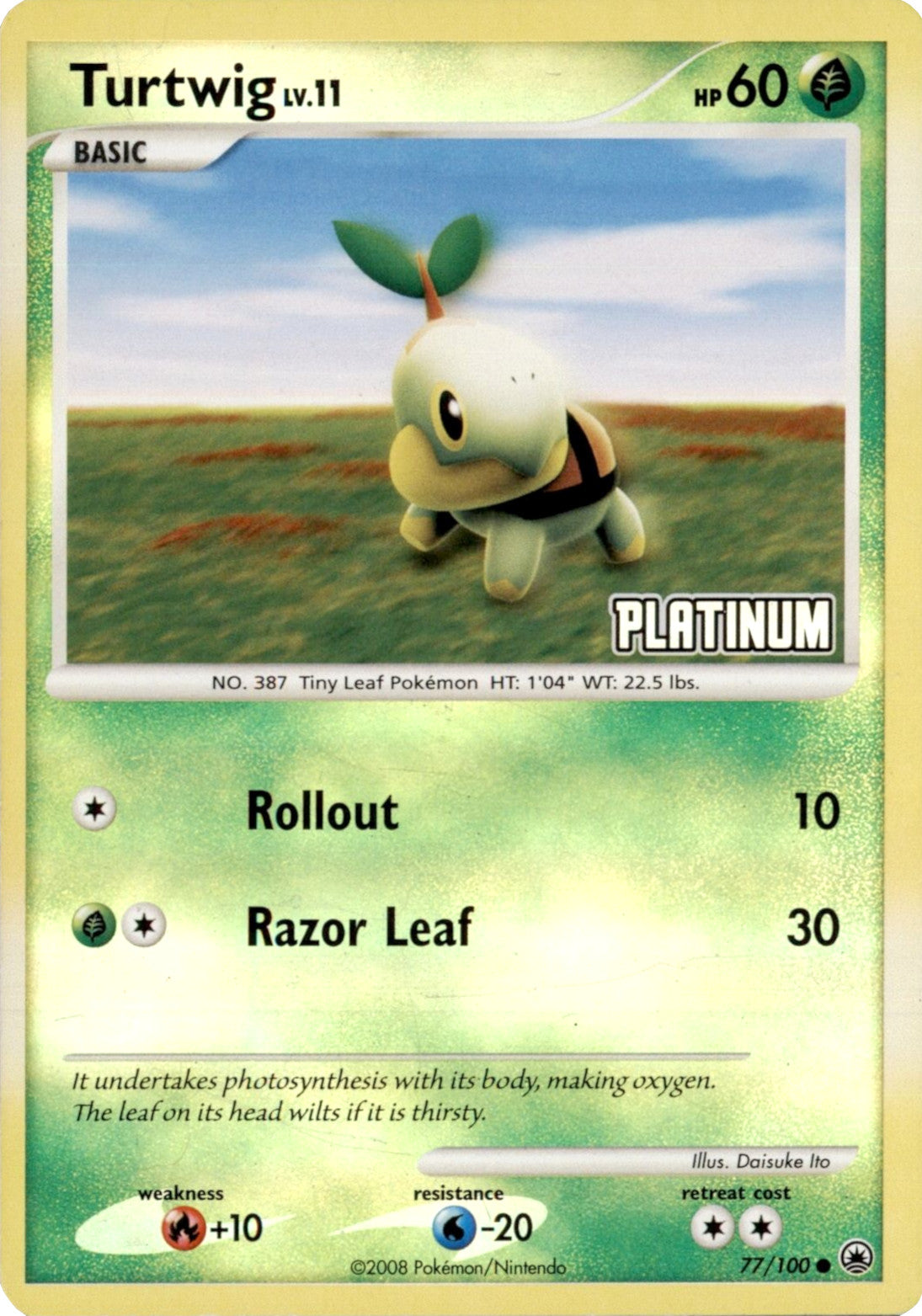 Turtwig LV.11 (77/100) (Platinum) [Burger King Promos: 2008 Collection] | Exor Games New Glasgow