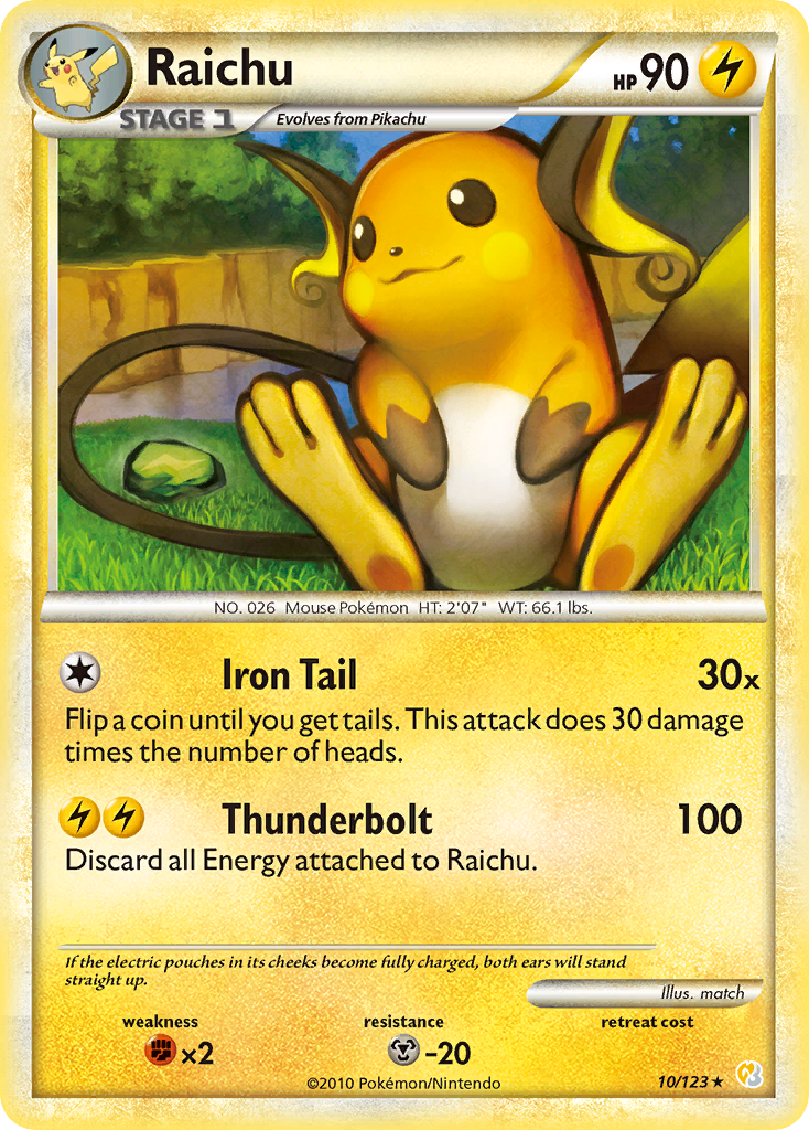 Raichu (10/123) [HeartGold & SoulSilver: Base Set] | Exor Games New Glasgow