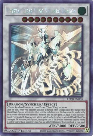 Crystal Clear Wing Synchro Dragon [LED8-EN005] Ghost Rare | Exor Games New Glasgow