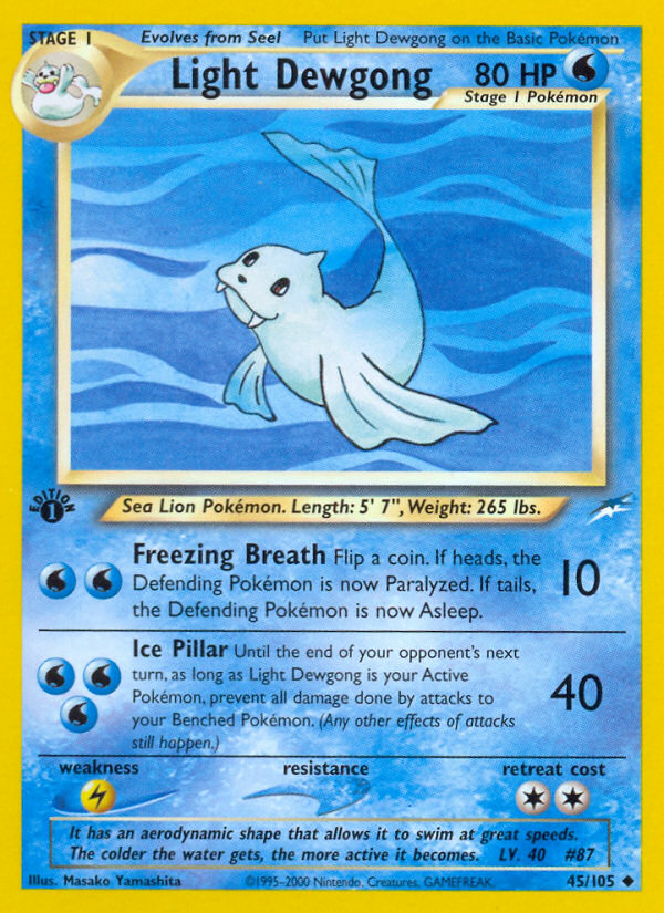 Light Dewgong (45/105) [Neo Destiny 1st Edition] | Exor Games New Glasgow