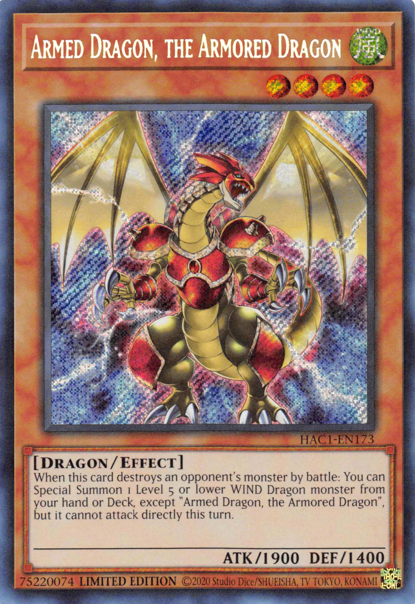 Armed Dragon, the Armored Dragon [HAC1-EN173] Secret Rare | Exor Games New Glasgow