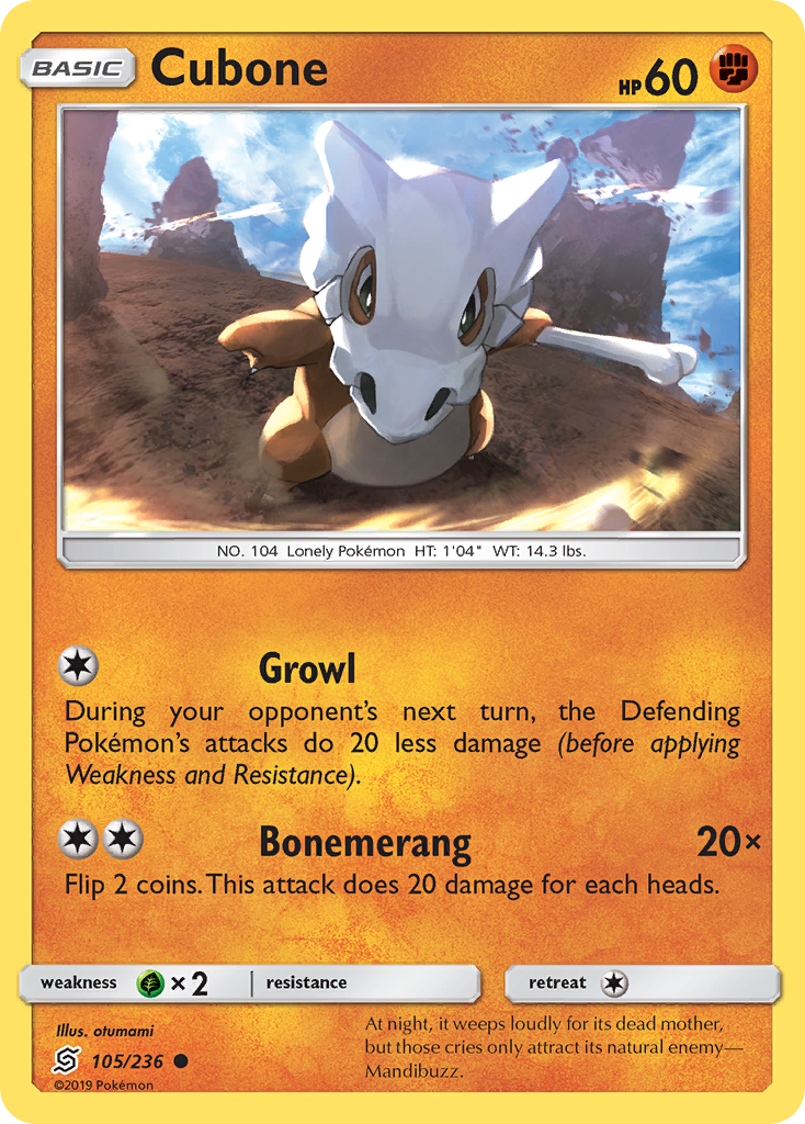 Cubone (105/236) [Sun & Moon: Unified Minds] | Exor Games New Glasgow