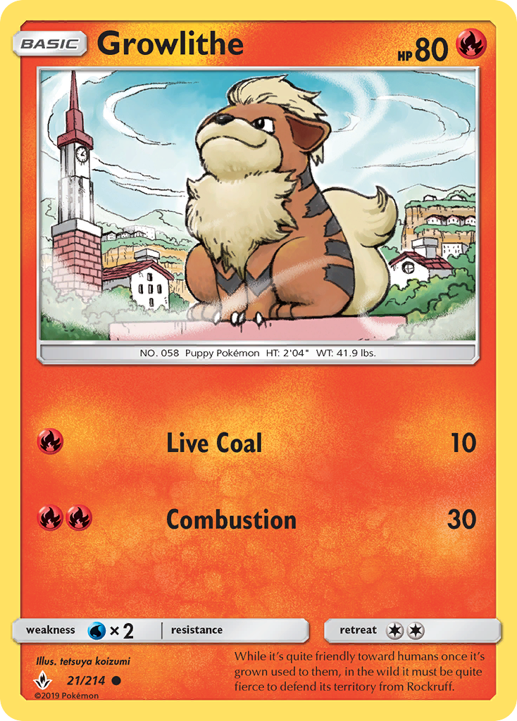 Growlithe (21/214) [Sun & Moon: Unbroken Bonds] | Exor Games New Glasgow