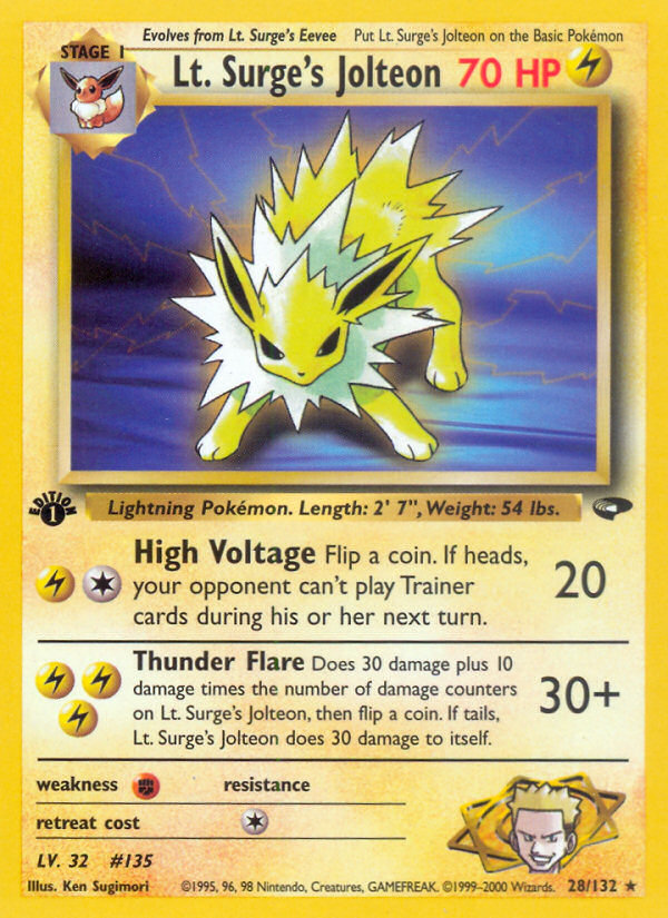 Lt. Surge's Jolteon (28/132) [Gym Challenge 1st Edition] | Exor Games New Glasgow