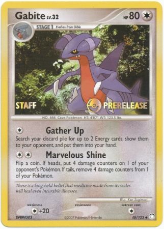 Gabite (48/123) (Staff Prerelease Promo) [Diamond & Pearl: Black Star Promos] | Exor Games New Glasgow