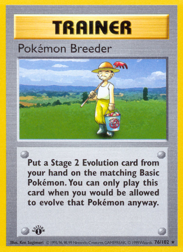 Pokemon Breeder (76/102) (Shadowless) [Base Set 1st Edition] | Exor Games New Glasgow