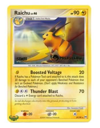 Raichu (27/99) (Staff Prerelease Promo) [Nintendo: Black Star Promos] | Exor Games New Glasgow