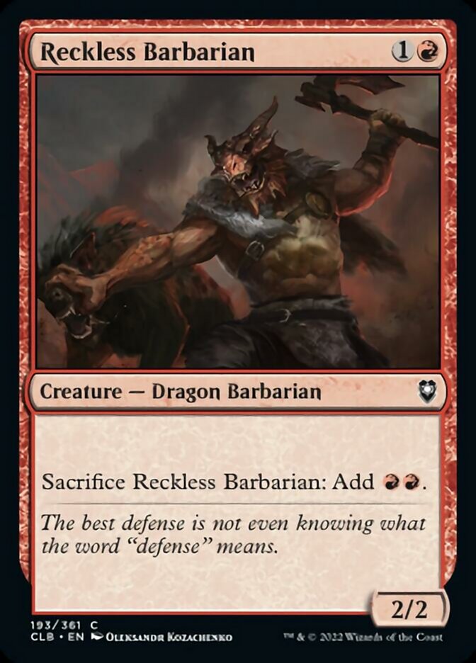 Reckless Barbarian [Commander Legends: Battle for Baldur's Gate] | Exor Games New Glasgow