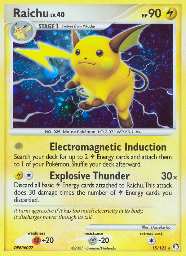 Raichu (15/123) [Diamond & Pearl: Mysterious Treasures] | Exor Games New Glasgow