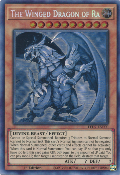 The Winged Dragon of Ra (Ghost Rare) [LED7-EN000] Ghost Rare | Exor Games New Glasgow