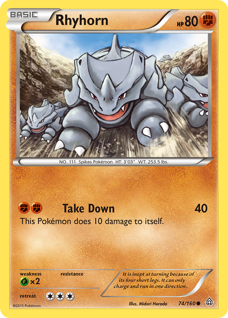 Rhyhorn (74/160) [XY: Primal Clash] | Exor Games New Glasgow