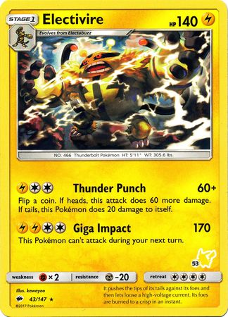 Electivire (43/147) (Pikachu Stamp #53) [Battle Academy 2020] | Exor Games New Glasgow