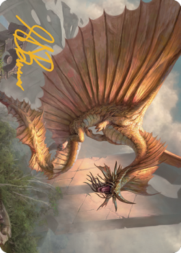 Ancient Gold Dragon Art Card (28) (Gold-Stamped Signature) [Commander Legends: Battle for Baldur's Gate Art Series] | Exor Games New Glasgow