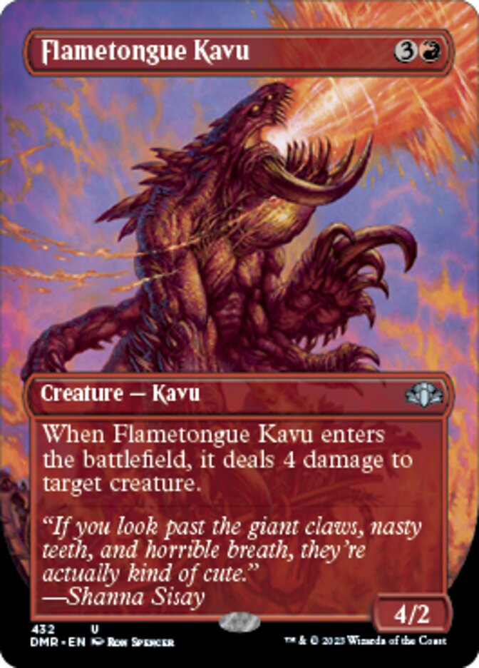 Flametongue Kavu (Borderless Alternate Art) [Dominaria Remastered] | Exor Games New Glasgow