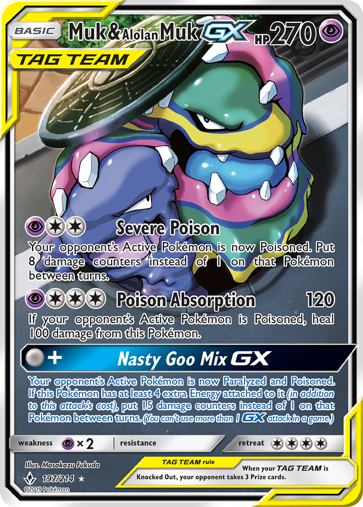 Muk & Alolan Muk GX (197/214) [Sun & Moon: Unbroken Bonds] | Exor Games New Glasgow