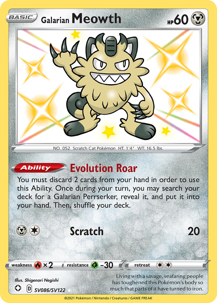 Galarian Meowth (SV086/SV122) [Sword & Shield: Shining Fates] | Exor Games New Glasgow