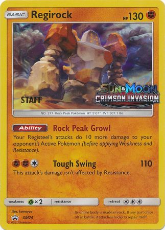 Regirock (SM74) (Staff Prerelease Promo) [Sun & Moon: Black Star Promos] | Exor Games New Glasgow