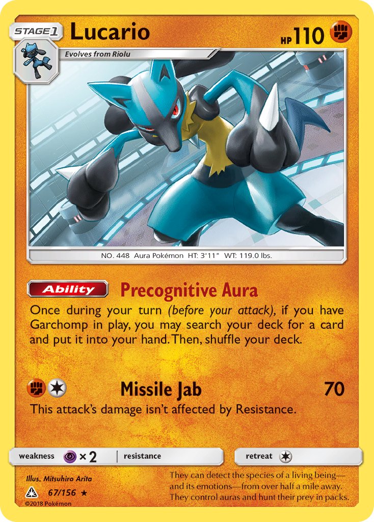 Lucario (67/156) (Theme Deck Exclusive) [Sun & Moon: Ultra Prism] | Exor Games New Glasgow