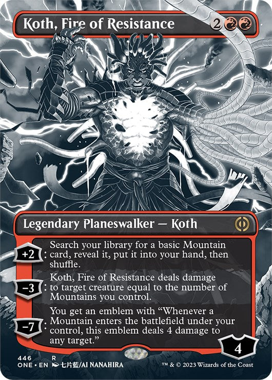 Koth, Fire of Resistance (Borderless Manga Step-and-Compleat Foil) [Phyrexia: All Will Be One] | Exor Games New Glasgow