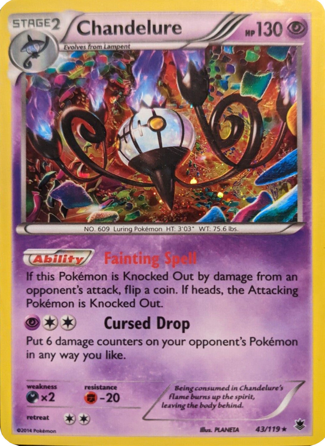 Chandelure (43/119) (Cosmos Holo) [XY: Phantom Forces] | Exor Games New Glasgow