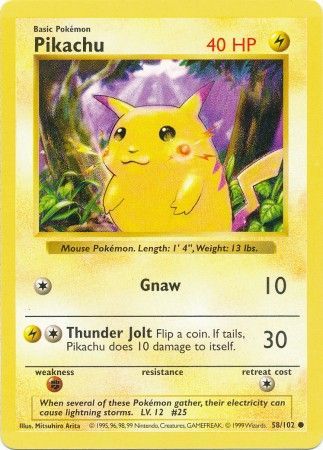 Pikachu (58/102) (Red Cheeks Misprint) [Base Set Shadowless Unlimited] | Exor Games New Glasgow