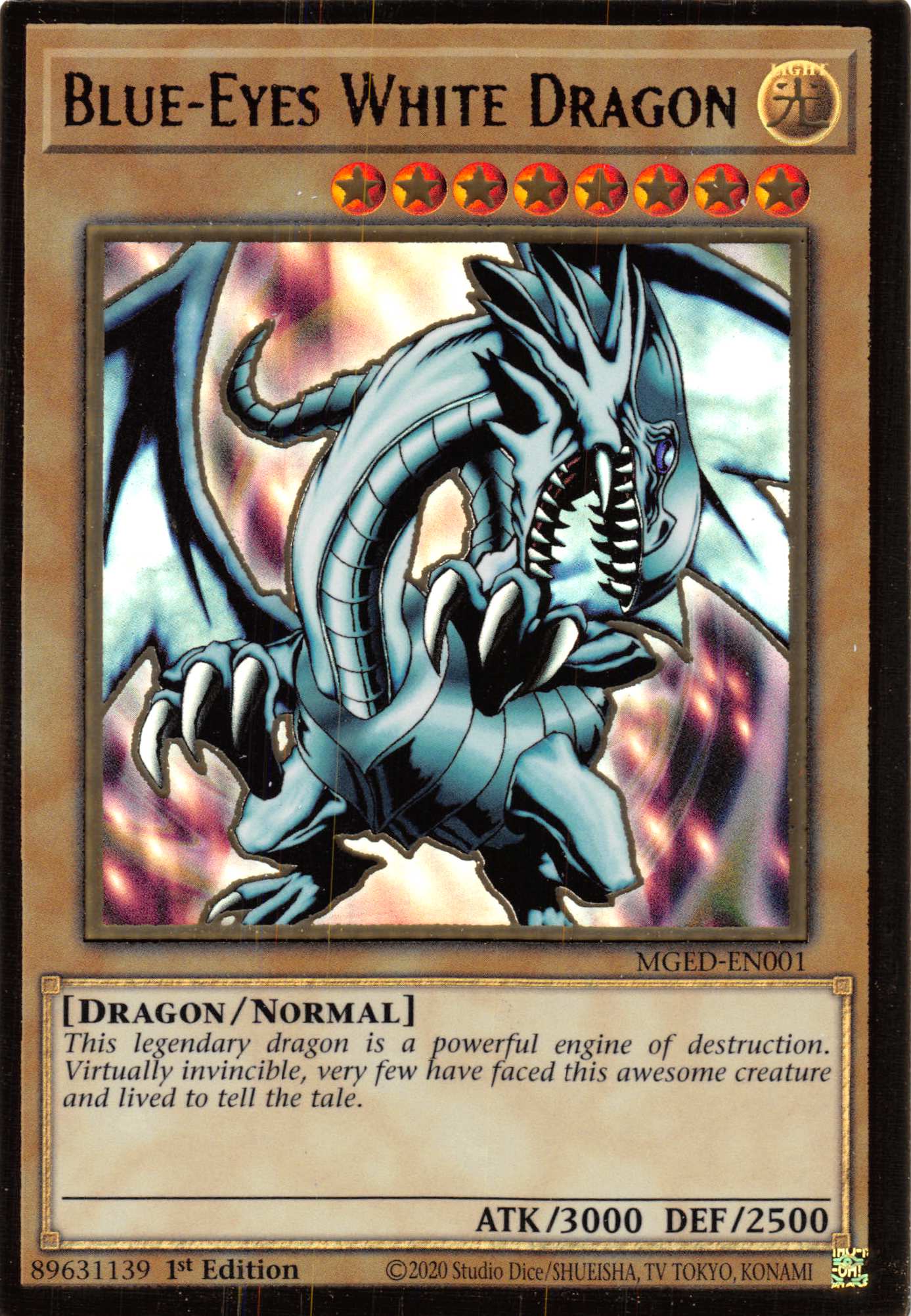 Blue-Eyes White Dragon (Alternate Art) [MGED-EN001] Gold Rare | Exor Games New Glasgow