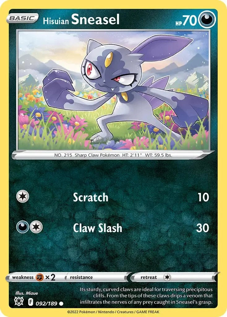 Hisuian Sneasel (092/189) (Theme Deck Exclusive) [Sword & Shield: Astral Radiance] | Exor Games New Glasgow