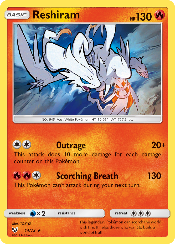 Reshiram (14/73) [Sun & Moon: Shining Legends] | Exor Games New Glasgow