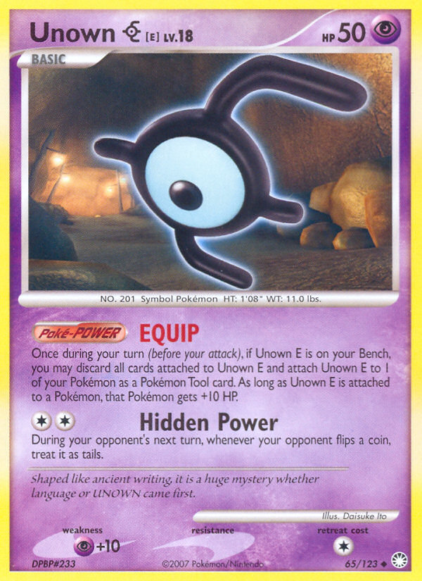 Unown E (65/123) [Diamond & Pearl: Mysterious Treasures] | Exor Games New Glasgow