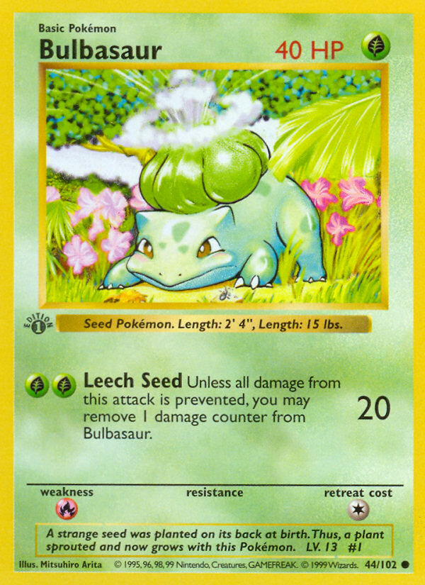 Bulbasaur (44/102) (Shadowless) [Base Set 1st Edition] | Exor Games New Glasgow