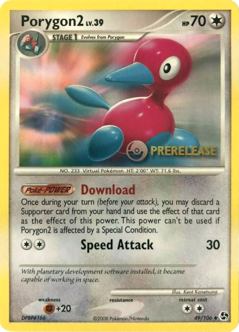 Porygon2 (49/106) (Prerelease Promo) [Diamond & Pearl: Black Star Promos] | Exor Games New Glasgow