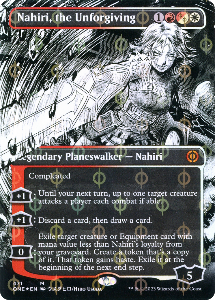 Nahiri, the Unforgiving (Borderless Manga Step-and-Compleat Foil) [Phyrexia: All Will Be One] | Exor Games New Glasgow