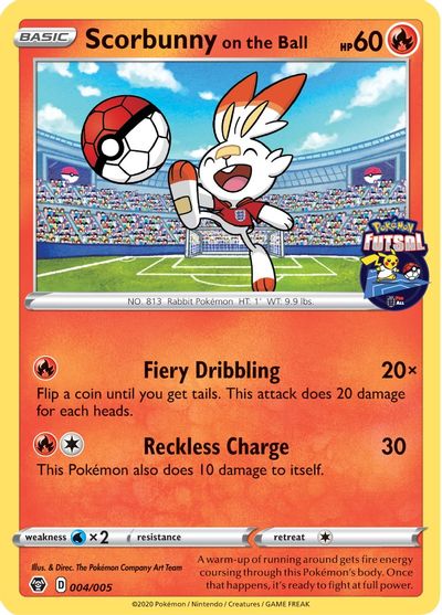 Scorbunny on the Ball (004/005) [Pokemon Futsal Collection] | Exor Games New Glasgow