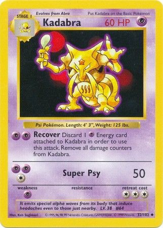 Kadabra (32/102) [Base Set Shadowless Unlimited] | Exor Games New Glasgow