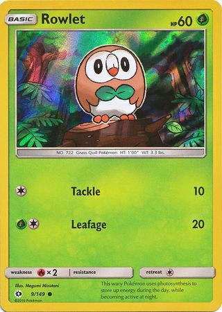 Rowlet (9/149) (Water Web Holo) [Sun & Moon: Base Set] | Exor Games New Glasgow