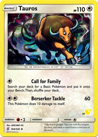 Tauros (164/236) (Pikachu Stamp #37) [Battle Academy 2020] | Exor Games New Glasgow