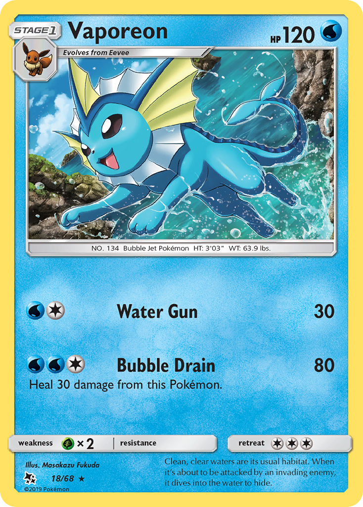 Vaporeon (18/68) [Sun & Moon: Hidden Fates] | Exor Games New Glasgow