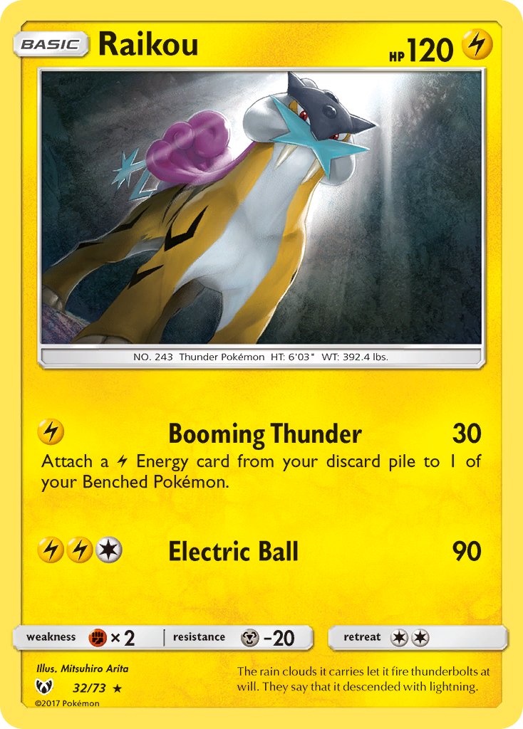 Raikou (32/73) (Lets Play, Pikachu Cracked Ice Holo) (Theme Deck Exclusive) [Sun & Moon: Shining Legends] | Exor Games New Glasgow